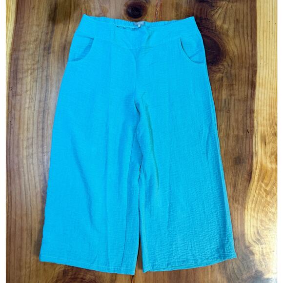 Habitat Clothes to live in Women's Pants L 1Crop Wide leg Lagenlook boho E4-3 - Picture 1 of 6